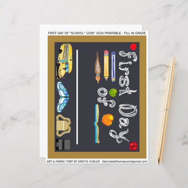 Folha de Letra de Sinais Escolares do Primeiro Dia (Frente/Verso In Situ)