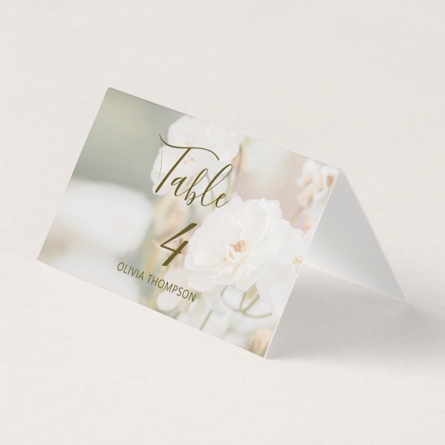 Folha de Mesa de Foto de Rosas Brancas Desbotadas (Frente)