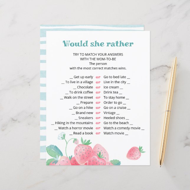 Folha de morangos bonitos de caça de chá de fralda (Frente/Verso In Situ)