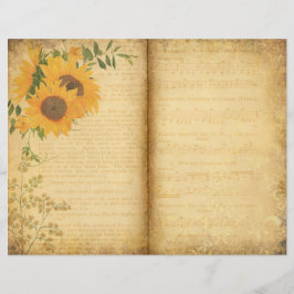 Folha de Música Floral Diário Scrapbook