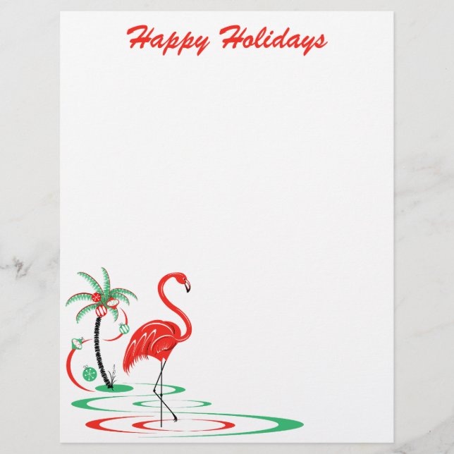 Folha de Natal Vermelho Feriados Flamingo (Frente)