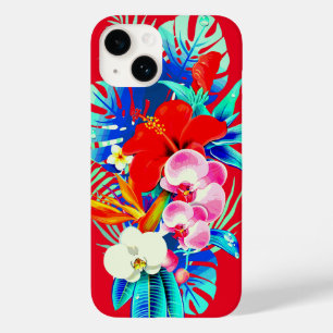Folha de orquídea tropical Vermelho floral havaian