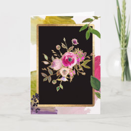 Folha de Ouro, buquê Floral, cartão de saudação do