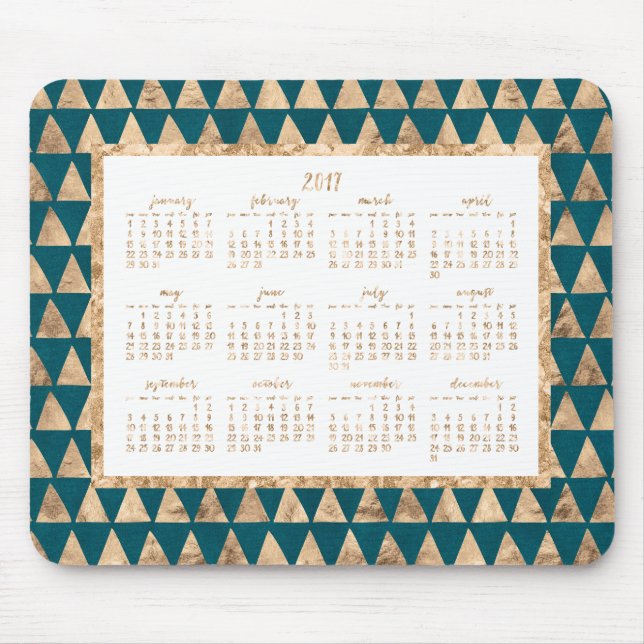 Folha de Ouro Calendário Anual 2017 Mouse pads Pet (Frente)