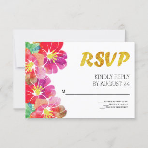 Folha de ouro das flores tropicais aquáticas RSVP