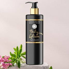 Folha de ouro e corpo preto Etiqueta de frasco com