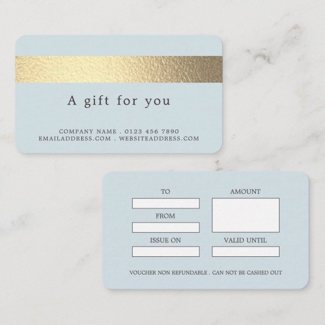 Folha De Ouro Em Certificados De Presente Azul Em  (Frente/Verso)