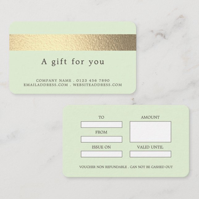 Folha De Ouro Em Certificados De Presente Verde Da (Frente/Verso)