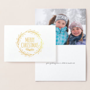 Folha de Ouro Enchida Cartão de Ferro de Natal Mer