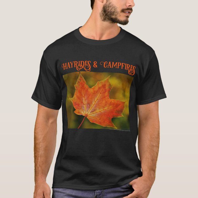 Folha de outono: Camiseta Hayrides & Campfire (Frente)