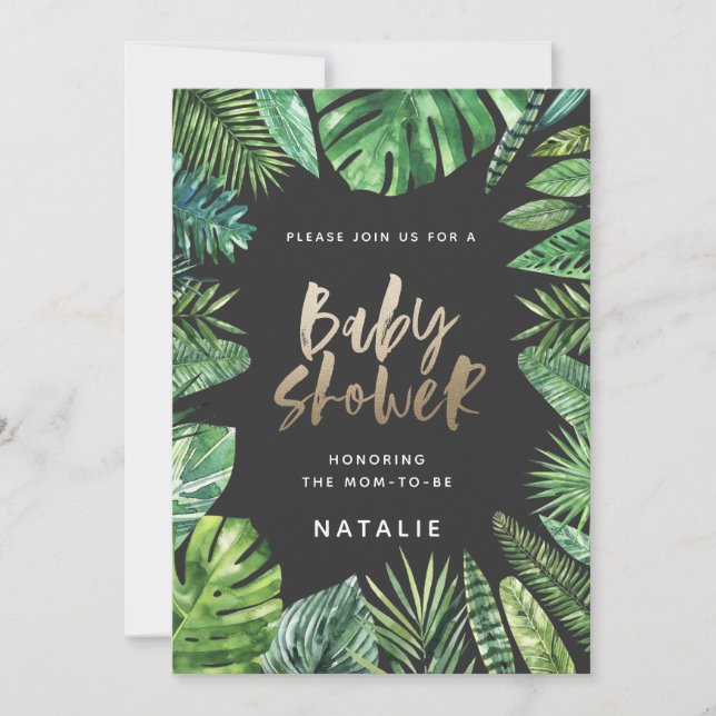 Folha de palma tropical e cartão de chá de fraldas (Frente)