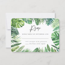 Folha de palmeira tropical casamento rsvp resposta