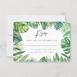 Folha de palmeira tropical casamento rsvp resposta