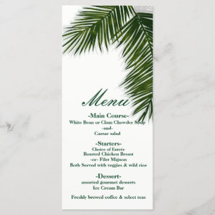 Folha de Palmeira Tropical Menu de Casamento Elega