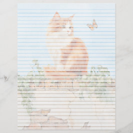 Folha de Papel Cat on Wall Lined - 8,5" x 11"