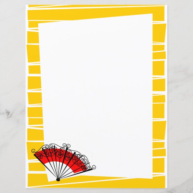 Folha de papel com borda de faixa de leque espanho (Frente)