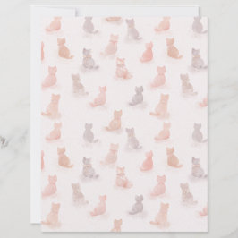 Folha de Papel com Estampa de Gato em Aquarela Neu