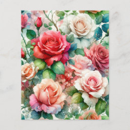 Folha de Papel com Padrão de Rosa Caprichoso