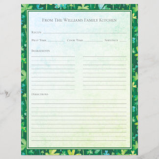 Folha de Papel da Receita Verde dos Trevos do Dia