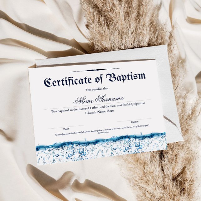 Folha de Papel de Batismo de Água Batismo (Criador carregado)