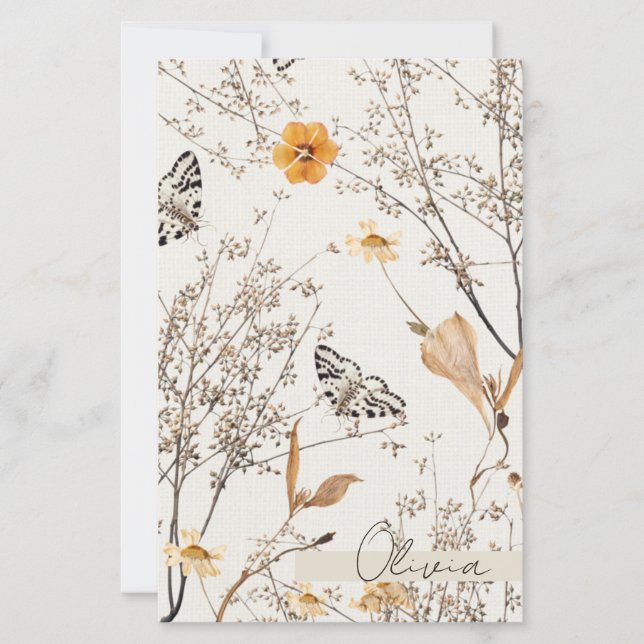 Folha de Papel de Borboleta Floral de Outono (Frente)