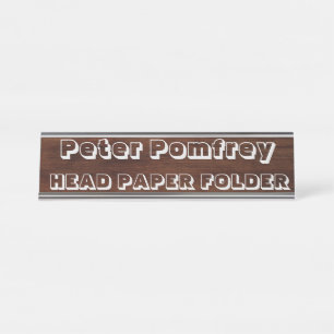 Folha de Papel de Cabeça - placa de mesa engraçada