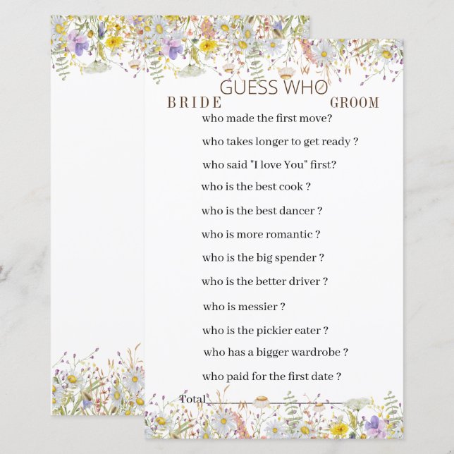 Folha de Papel de Caça Floral de Flor Selvagem Ele (Frente/Verso)