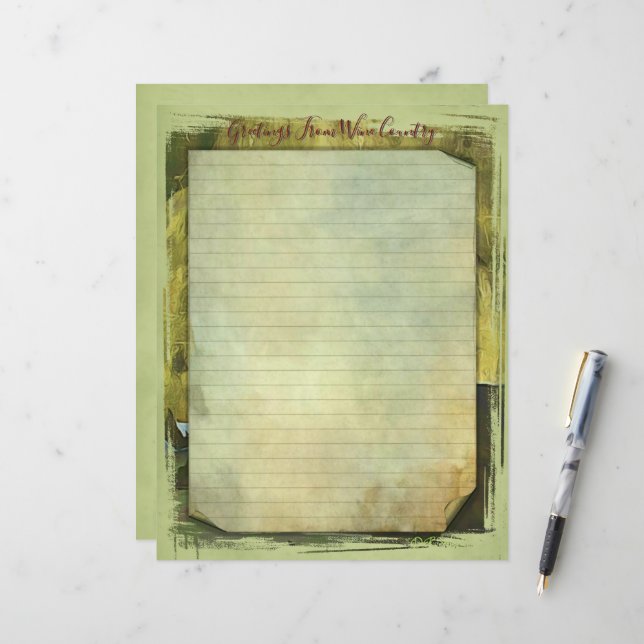 Folha de Papel de carta 8,5''x11'' do país do vinh (Frente/Verso In Situ)