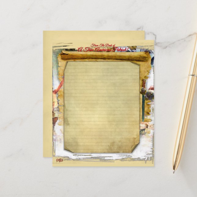 Folha de Papel de carta Patriot Americano 4.5x5.6 (Frente/Verso In Situ)