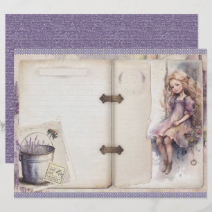 Folha de Papel de Diário Lavanda Vintage