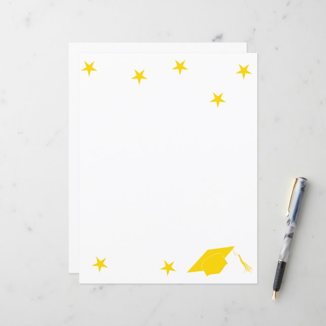 Folha de Papel de Graduação das estrelas amarelas (Frente/Verso In Situ)