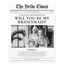 Folha de papel de jornal de proposta de madrinha d