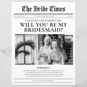 Folha de papel de jornal de proposta de madrinha d