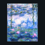 Folha de papel de lírios cor-de-rosa monet<br><div class="desc">Uma folha de papel de 4, 5"x5, 6", de cor rosa monet, com lindos lírios de água rosa flutuando em um lago azul calmo com almofadas de lírios. Um presente de Monet excelente para fãs do impressionismo e da arte francesa. Inimpressionismo sereno na natureza com lindas flores e paisagem de...</div>