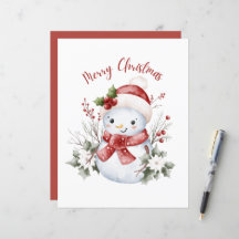 Folha de Papel de Natal do Boneco de Neve Festivo