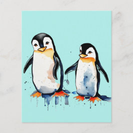 Folha de papel de pequenos pinguins bonitos