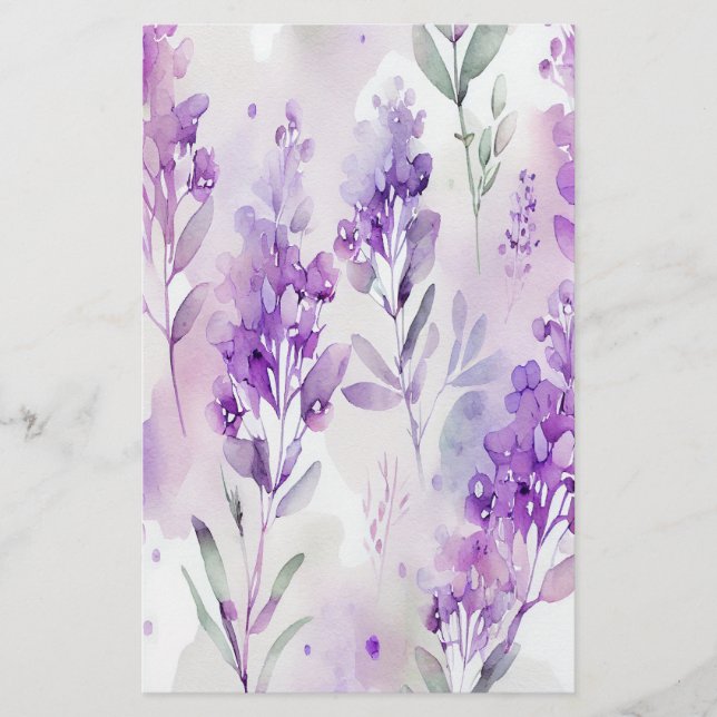 Folha de Papel de Quebra de Sabão Lavendar Aquarel (Frente)