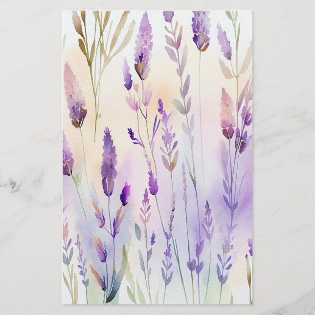 Folha de Papel de Quebra de Sabão Lavendar Aquarel (Frente)