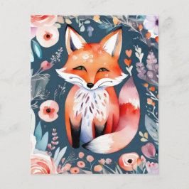 Folha de papel de raposa floral fofa