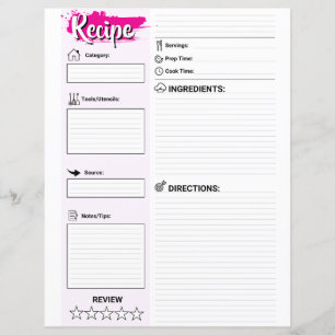 Folha de Papel de Receita em Branco Fofa (Página I
