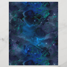 Folha de Papel de Scrapbook Galáxia Mármore Azul T