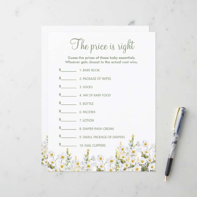 Folha de papel do jogo de chá de fraldas. (Frente/Verso In Situ)