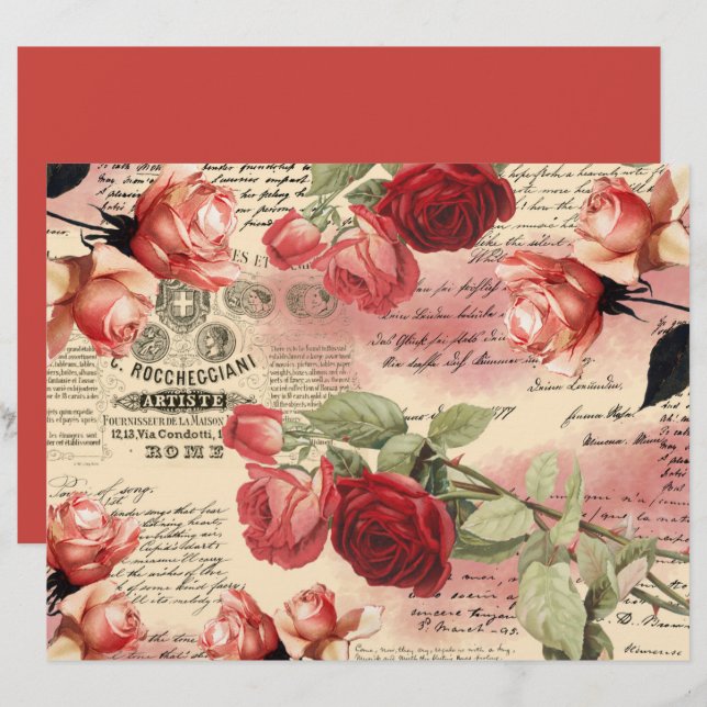 Folha de papel do manual Ephemera para Rosas Vinta (Frente/Verso)