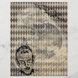 Folha de Papel Ephemera de Halloween de Coruja Mít