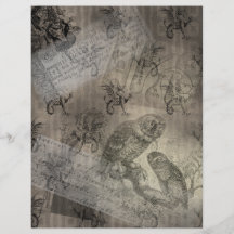 Folha de Papel Ephemera de Halloween de Coruja Mít