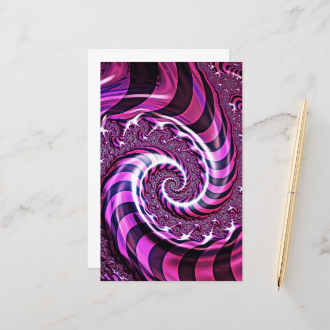 Folha de papel espiral, rosa e preto (Frente/Verso In Situ)