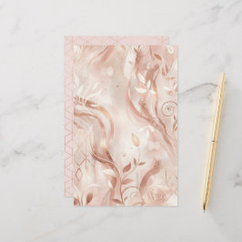 Folha de Papel Feminina de Rosa Dourado em Duas Fa