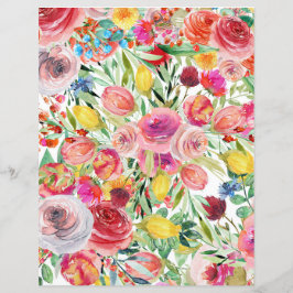 Folha de Papel Floral Colorida - florais multicolo