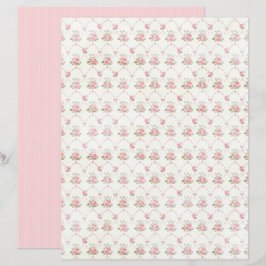 Folha de Papel Floral Rosa Coquete Vintage