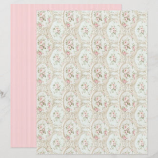Folha de Papel Floral Rosa Coquette Vintage